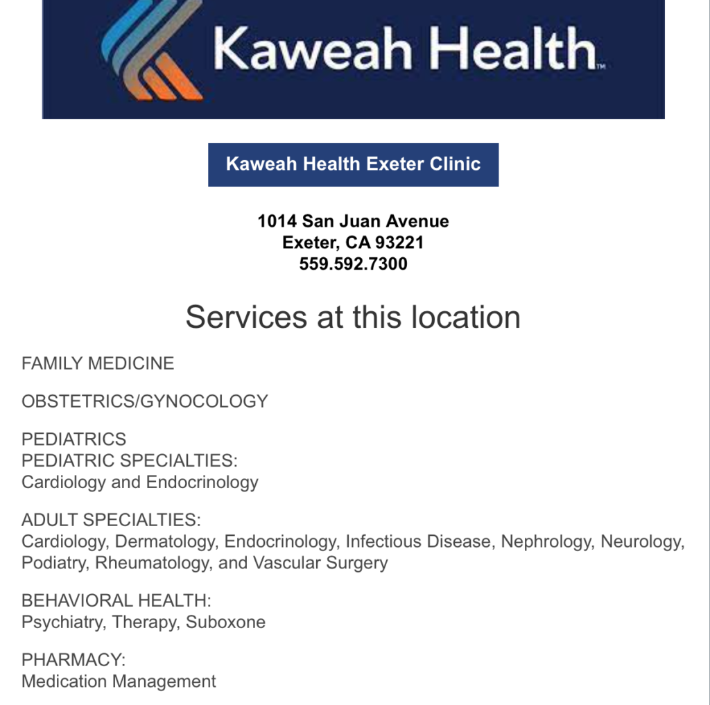 Kaweah Health Exeter Location