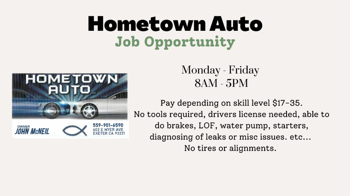 Hometown Auto Job Opportunity