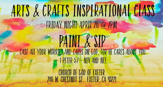 Paint & Sip at Church of God Exeter Flyer April 26 at 7 pm